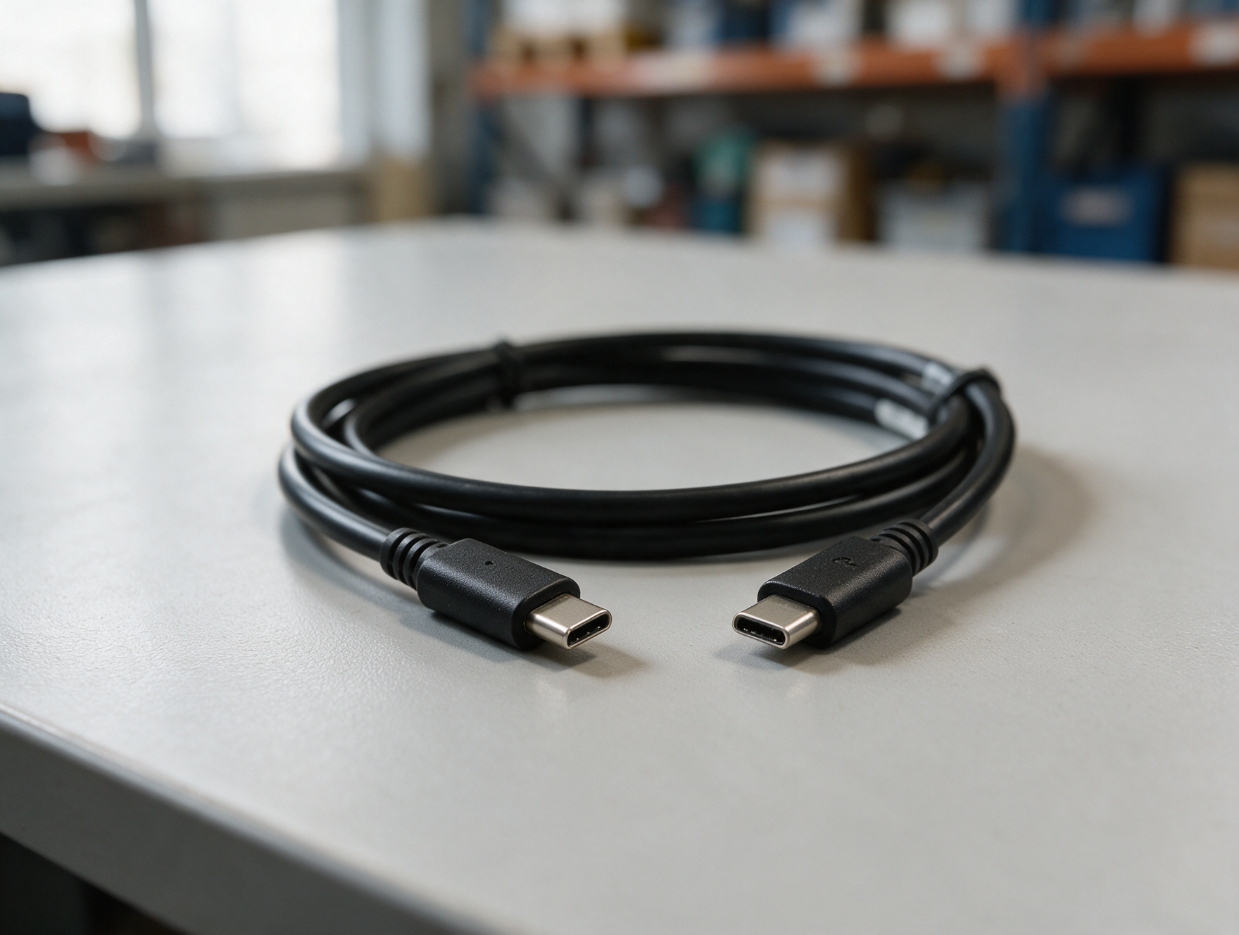 Câble USB-C vers USB-C 1 m pour Zebra TC22 / TC27 sur un plan de travail
